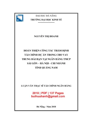 Luận văn thẩm định tài chính dự án cho vay tại ngân hàng SHB