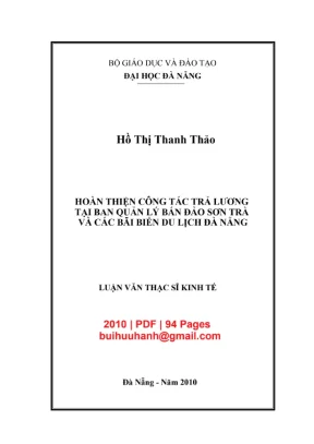 Luận văn: Hoàn thiện trả lương tại BQL Bán đảo Sơn Trà