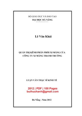 Luận văn Quản trị kênh phân phối xi măng Thanh Trường