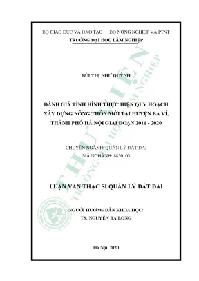 Đánh Giá Quy Hoạch Xây Dựng Nông Thôn Mới Tại Huyện Ba