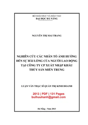 Luận văn: Sự hài lòng của người lao động & các yếu tố