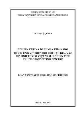 Nghiên Cứu Khả Năng Thích Ứng Với Biến Đổi Khí Hậu Tại 