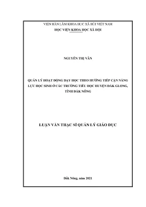 Quản Lý Hoạt Động Dạy Học Theo Hướng Tiếp Cận Năng Lực