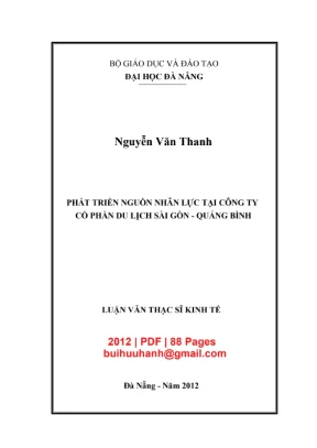 Luận văn: Phát triển nguồn nhân lực tại Sài Gòn-Quảng Bình