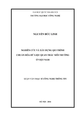Nghiên Cứu Quy Trình Chuẩn Hóa Dữ Liệu Quan Trắc Môi