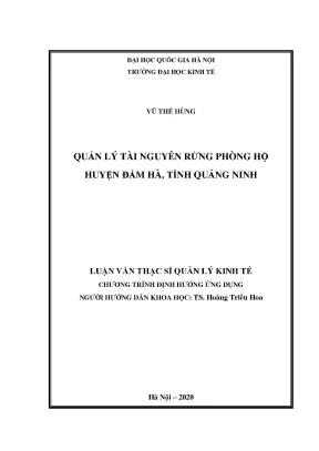 Quản Lý Tài Nguyên Rừng Phòng Hộ Tại Huyện Đầm Hà, Quảng