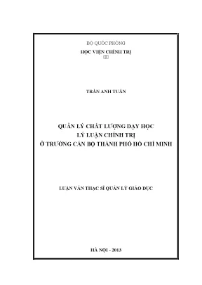 Quản Lý Chất Lượng Dạy Học Lý Luận Chính Trị Tại Trường