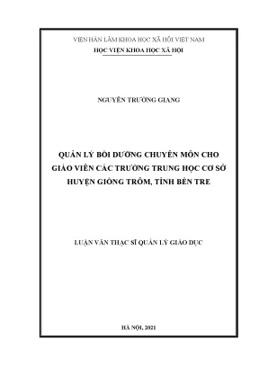 Quản Lý Bồi Dưỡng Chuyên Môn Cho Giáo Viên Trung Học Cơ