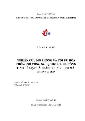 Nghiên cứu tối ưu hóa công nghệ gia công tinh bề mặt cầu