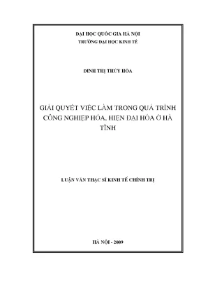 Giải Quyết Việc Làm Trong Quá Trình Công Nghiệp Hóa Ở Hà