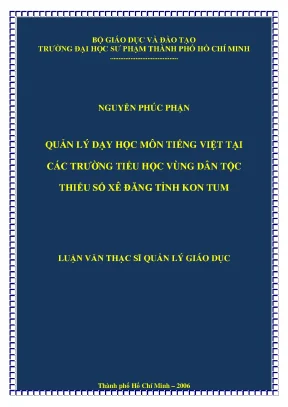 Quản Lý Dạy Học Môn Tiếng Việt Tại Trường Tiểu Học Vùng