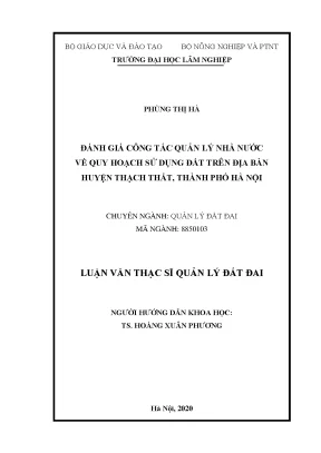 Đánh Giá Quản Lý Nhà Nước Về Quy Hoạch Sử Dụng Đất Tại