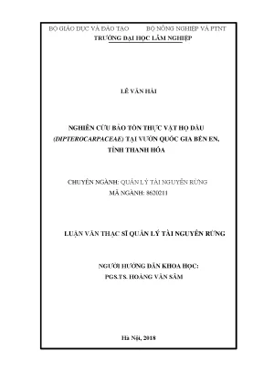Nghiên Cứu Bảo Tồn Thực Vật Họ Dầu Tại Vườn Quốc Gia Bến