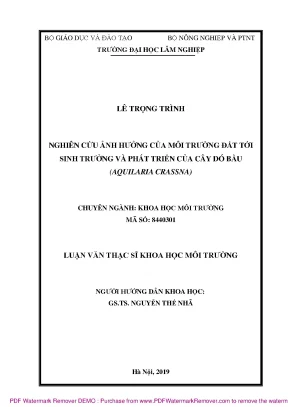 Nghiên cứu ảnh hưởng của môi trường đất đến sinh trưởng