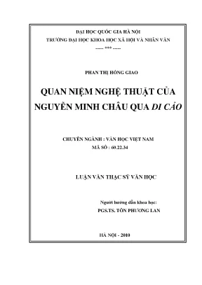 Quan Niệm Nghệ Thuật Của Nguyễn Minh Châu Qua Di Cảo