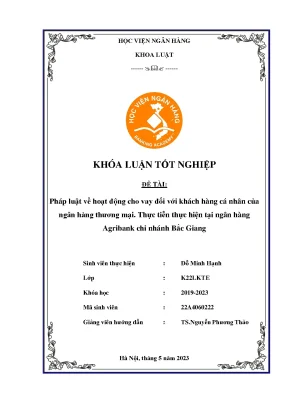 Pháp Luật Về Cho Vay Cá Nhân Tại Ngân Hàng Thương Mại: