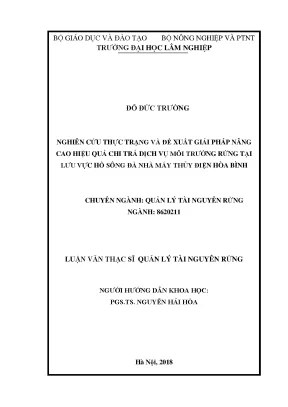 Nâng Cao Hiệu Quả Chi Trả Dịch Vụ Môi Trường Rừng Tại Hồ