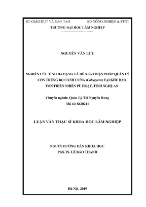 Nghiên Cứu Đa Dạng Côn Trùng Bộ Cánh Cứng Tại Khu Bảo