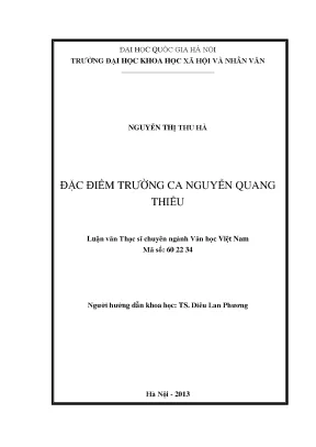 Đặc Điểm Trường Ca Nguyễn Quang Thiều: Nghiên Cứu và
