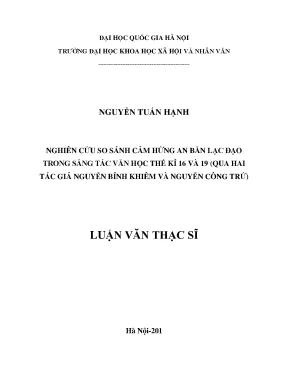 So sánh cảm hứng an bần lạc đạo trong văn học thế kỉ 16
