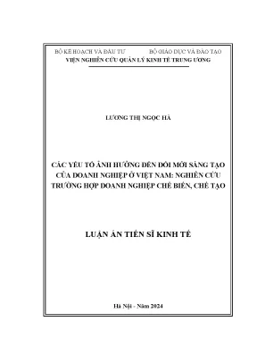 Các Yếu Tố Ảnh Hưởng Đến Đổi Mới Sáng Tạo Của Doanh