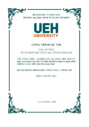 Nghiên Cứu Tâm Lý Sinh Viên Khi Chuyển Đổi Từ Trung Học