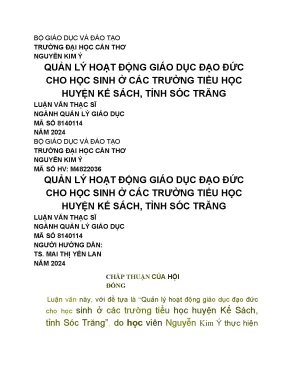 Quản Lý Hoạt Động Giáo Dục Đạo Đức Cho Học Sinh Tiểu Học