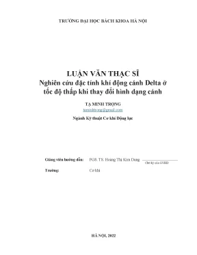 Nghiên cứu đặc tính khí động cánh Delta ở tốc độ thấp