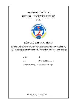 Ảnh Hưởng Của Truyền Miệng Điện Tử Đến Lựa Chọn Địa Điểm