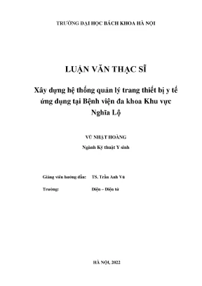 Hệ Thống Quản Lý Trang Thiết Bị Y Tế Tại Bệnh Viện Đa
