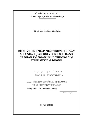 Giải Pháp Phát Triển Cho Vay Mua Nhà Dự Án Tại Ngân Hàng
