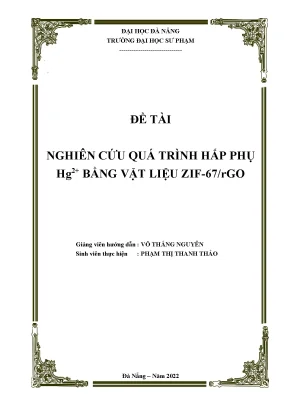 Nghiên Cứu Quá Trình Hấp Phụ Ion Hg2+ Bằng Vật Liệu 