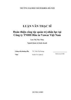 Hoàn thiện quản trị nhân lực tại Công ty TNHH Đầu tư