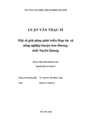 Giải pháp phát triển Hợp tác xã nông nghiệp huyện Sơn