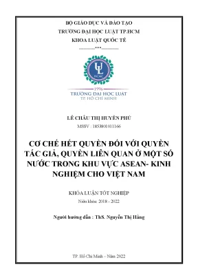Cơ Chế Hết Quyền Tác Giả và Quyền Liên Quan Tại ASEAN: