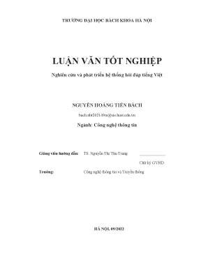 Nghiên Cứu Hệ Thống Hỏi Đáp Tiếng Việt: Phát Triển và