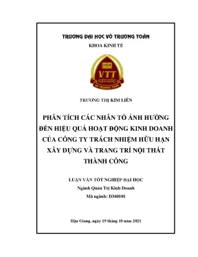 Phân Tích Nhân Tố Ảnh Hưởng Đến Hiệu Quả Kinh Doanh Tại