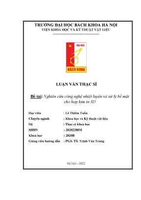 Nghiên Cứu Công Nghệ Nhiệt Luyện và Xử Lý Bề Mặt Hợp Kim 