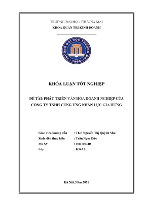 Phát Triển Văn Hóa Doanh Nghiệp Tại Công Ty TNHH Cung