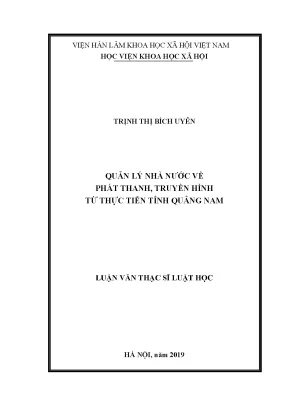 Quản Lý Nhà Nước Về Phát Thanh, Truyền Hình Tại Tỉnh