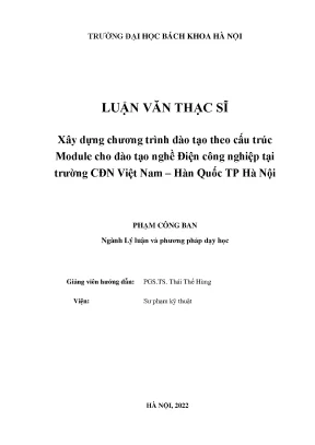 Chương Trình Đào Tạo Nghề Điện Công Nghiệp Theo Cấu Trúc