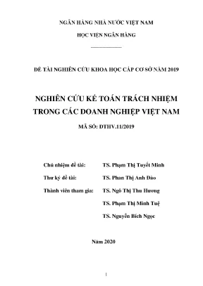 Nghiên Cứu Kế Toán Trách Nhiệm Trong Doanh Nghiệp Việt Nam