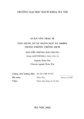 Ứng Dụng Xử Lý Ngôn Ngữ Tự Nhiên Trong Phòng Chống Dịch 