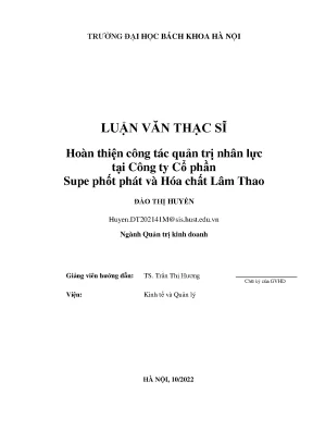 Hoàn thiện quản trị nhân lực tại Công ty Cổ phần Supe