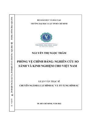 Nghiên Cứu So Sánh Phòng Vệ Chính Đáng Trong Luật Hình