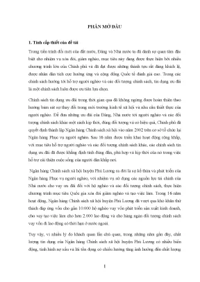 Nâng cao chất lượng tín dụng tại Ngân hàng Chính sách xã