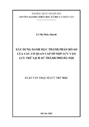 Danh Mục Hồ Sơ Cơ Quan Cấp Sở Tại Lưu Trữ Lịch Sử Hà Nội