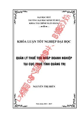 Quản Lý Thuế Thu Nhập Doanh Nghiệp Tại Cục Thuế Tỉnh