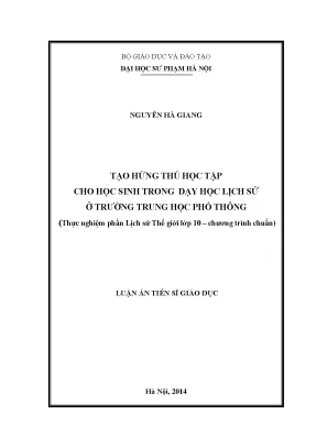 Cách Tạo Hứng Thú Học Tập Lịch Sử Cho Học Sinh THPT