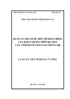 Quản lý nhà nước đối với đạo Cao Đài tại các tỉnh duyên